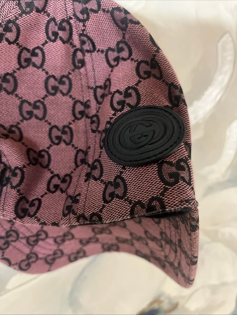 Gucci Rose Purple GG Monogram Baseball Cap with Black Logo